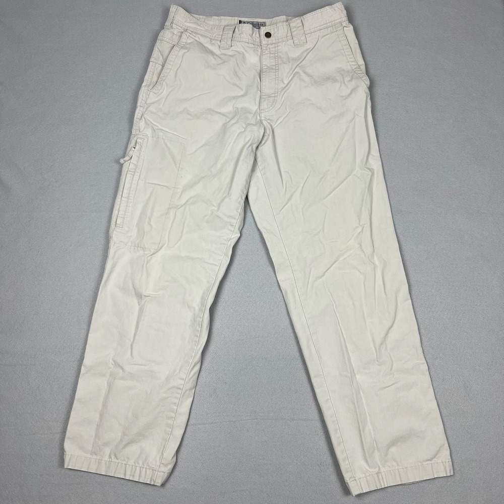 Columbia Men's 34x32 Khaki Peached Cotton Canvas Cargo Utility Pants AM 8255